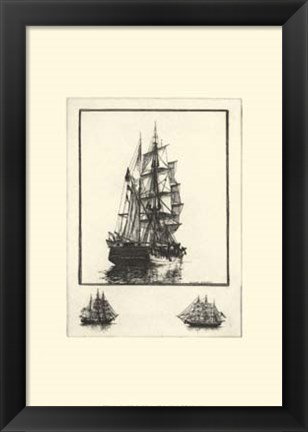 Framed Antique Ships I Print