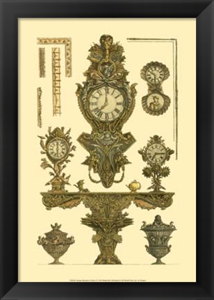 Framed Antique Decorative Clock I Print