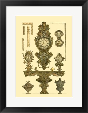 Framed Antique Decorative Clock I Print