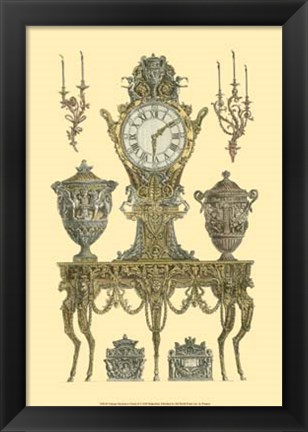 Framed Antique Decorative Clock II Print