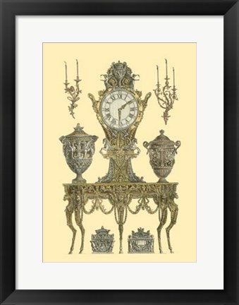 Framed Antique Decorative Clock II Print