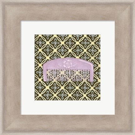 Framed Japanese Comb on Chocolate I Print