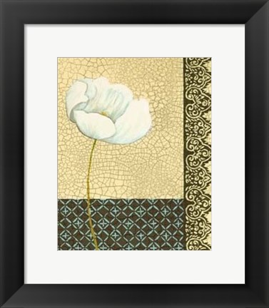 Framed Crackled Tile Botanical II Print