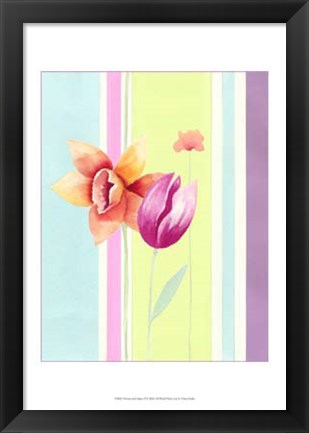 Framed Flowers &amp; Stripes II Print