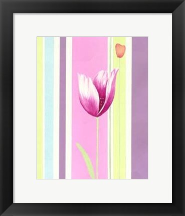 Framed Flowers &amp; Stripes III Print