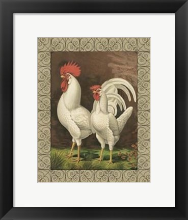 Framed Cassell&#39;s Roosters with Border VI Print