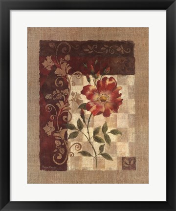 Framed Burlap Climbing Rose Print