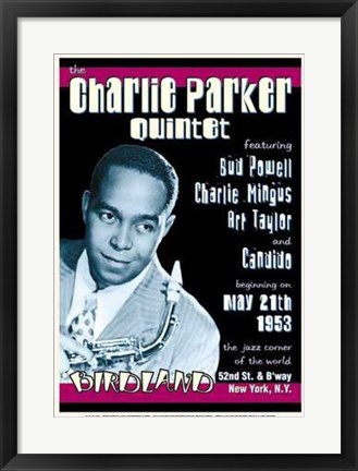 Framed Charlie Parker Quintet Birdland Nyc Print