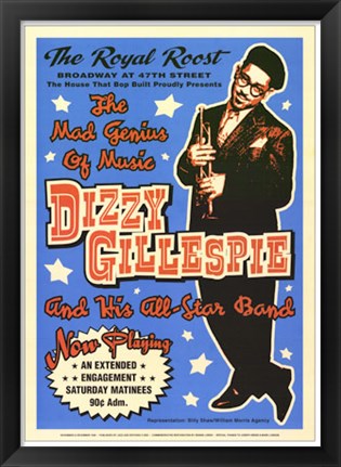 Framed Dizzy Gillespie Royal Roost Nyc 1948 Print