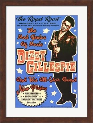 Framed Dizzy Gillespie Royal Roost Nyc 1948 Print