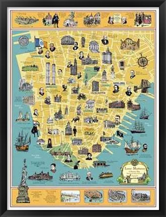 Framed History of Lower Manhattan Print