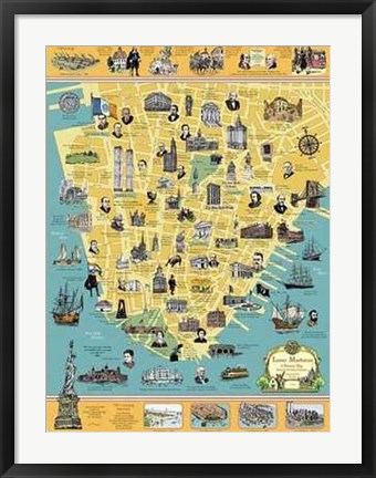 Framed History of Lower Manhattan Print