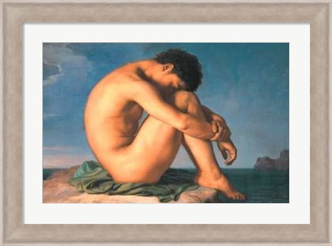 Framed Jeune Homme Nu Assis Au Boro De La Mer Print