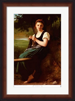 Framed Knitting Girl Print