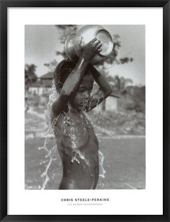 Framed Burmese Boy-Bathing Print