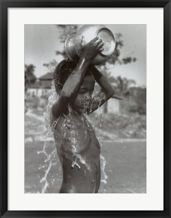 Framed Burmese Boy-Bathing Print