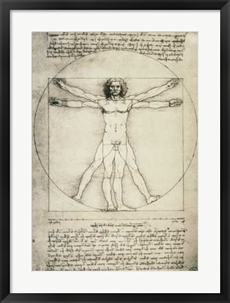 Framed Human Proportions-Vitruvian Man Print