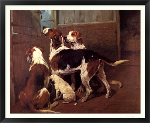 Framed Hounds By a Stable Door Print