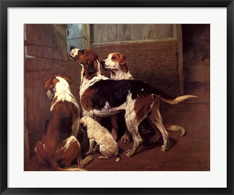 Framed Hounds By a Stable Door Print