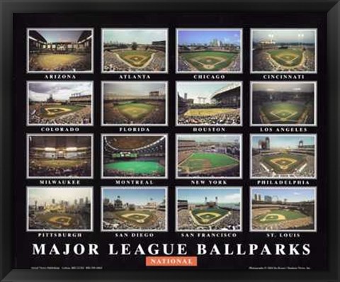 Framed Major League Ballparks - National League Print