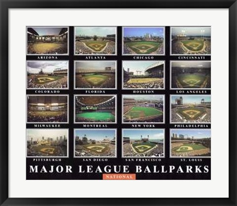 Framed Major League Ballparks - National League Print