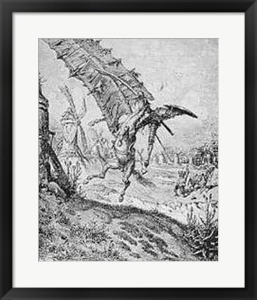 Framed Don Quixote and the Windmill Print