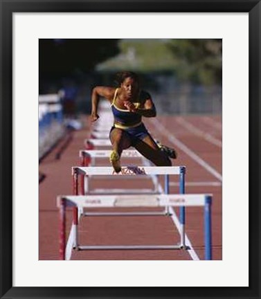 Framed Goals - Runner Jumping Hurdles Print