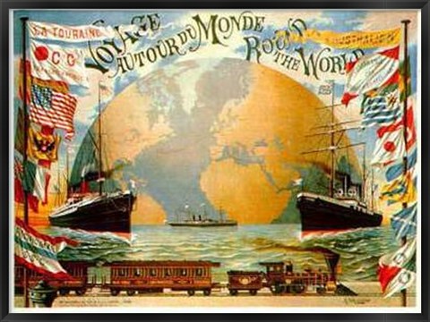 Framed Voyage Around the World (C1890) (Litho) Print