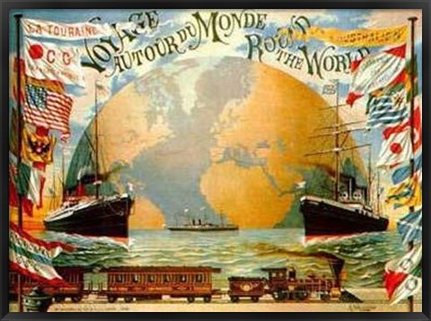 Framed Voyage Around the World (C1890) (Litho) Print