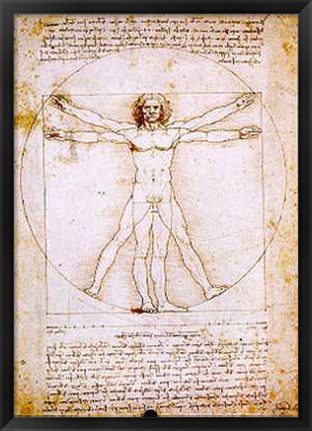 Framed Human Proportions-Vitruvian Man Print