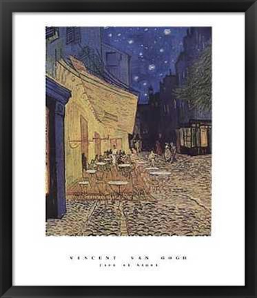 Framed Cafe Terrace on the Place du Forum, Arles, at Night, c.1888 Print