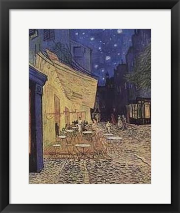 Framed Cafe Terrace on the Place du Forum, Arles, at Night, c.1888 Print