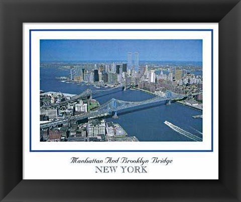 Framed Manhattan and Brooklyn Bridge Print