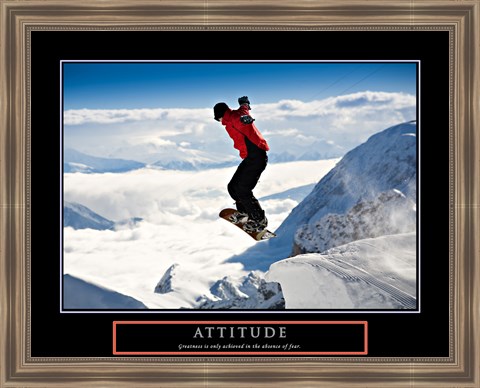 Framed Attitude - Snow Boarder Print