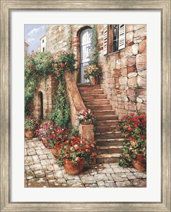 Framed Stone Stairway, Perugia Print