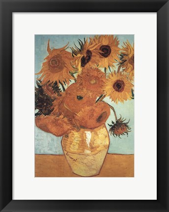 Framed Sunflower on Blue, c.1888 Print