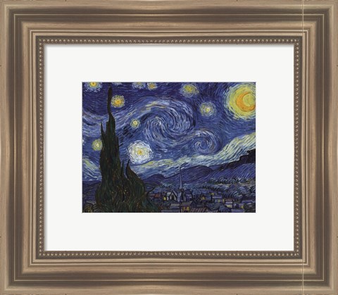 Framed Starry Night, c.1889 Print