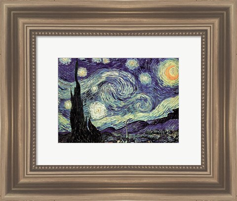 Framed Starry Night, c.1889 Print