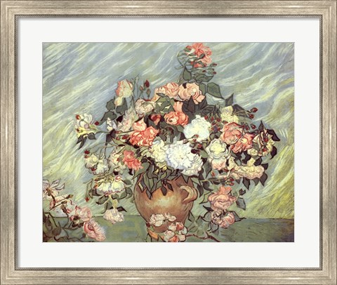 Framed Pink and White Roses Print