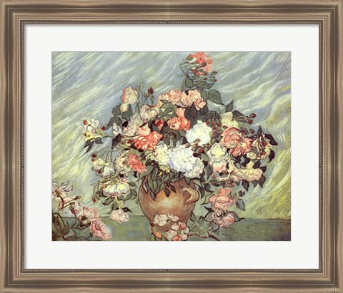 Framed Pink and White Roses Print