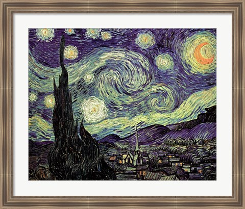 Framed Starry Night, c.1889 Print