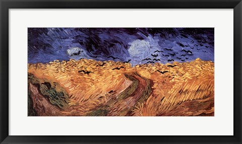 Framed Wheatfield with Crows, c.1890 Print