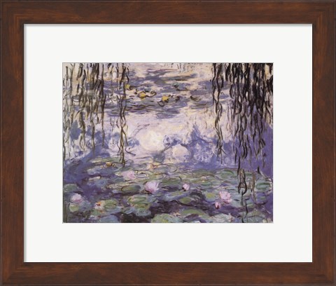 Framed Water Lilies and Willow Branches, c.1917 Print