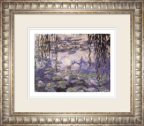 Framed Water Lilies and Willow Branches, c.1917 Print