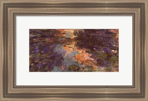 Framed Water Lily Pond, 1918 - close up Print