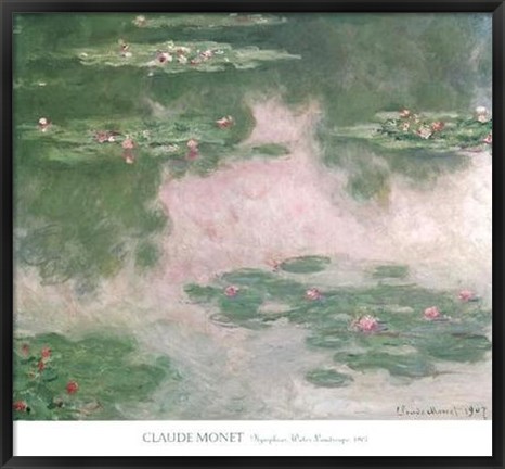 Framed Nympheas, Water Landscape, 1907 Print