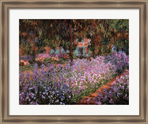 Framed Artist&#39;s Garden at Giverny, c.1900 Print