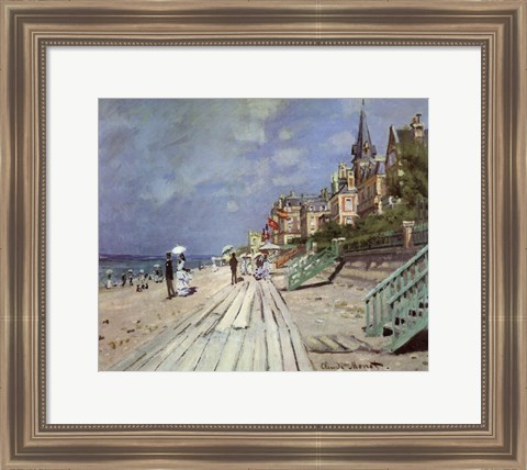 Framed Beach at Trouville, c.1870 Print