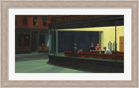 Framed Nighthawks, 1942 Print