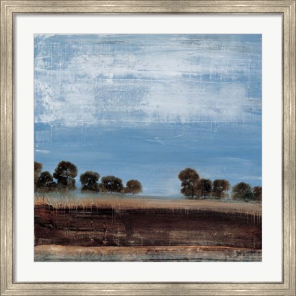 Framed Blue Tree Line Print